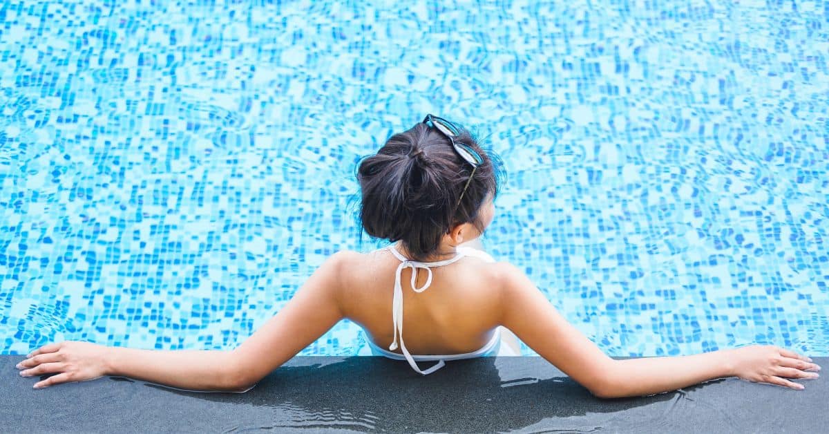 Woman relaxing in the pool